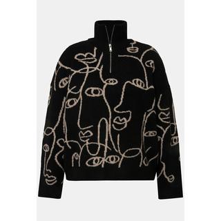 Studio Untold  Pull oversized à col camionneur zippé et motif profils 