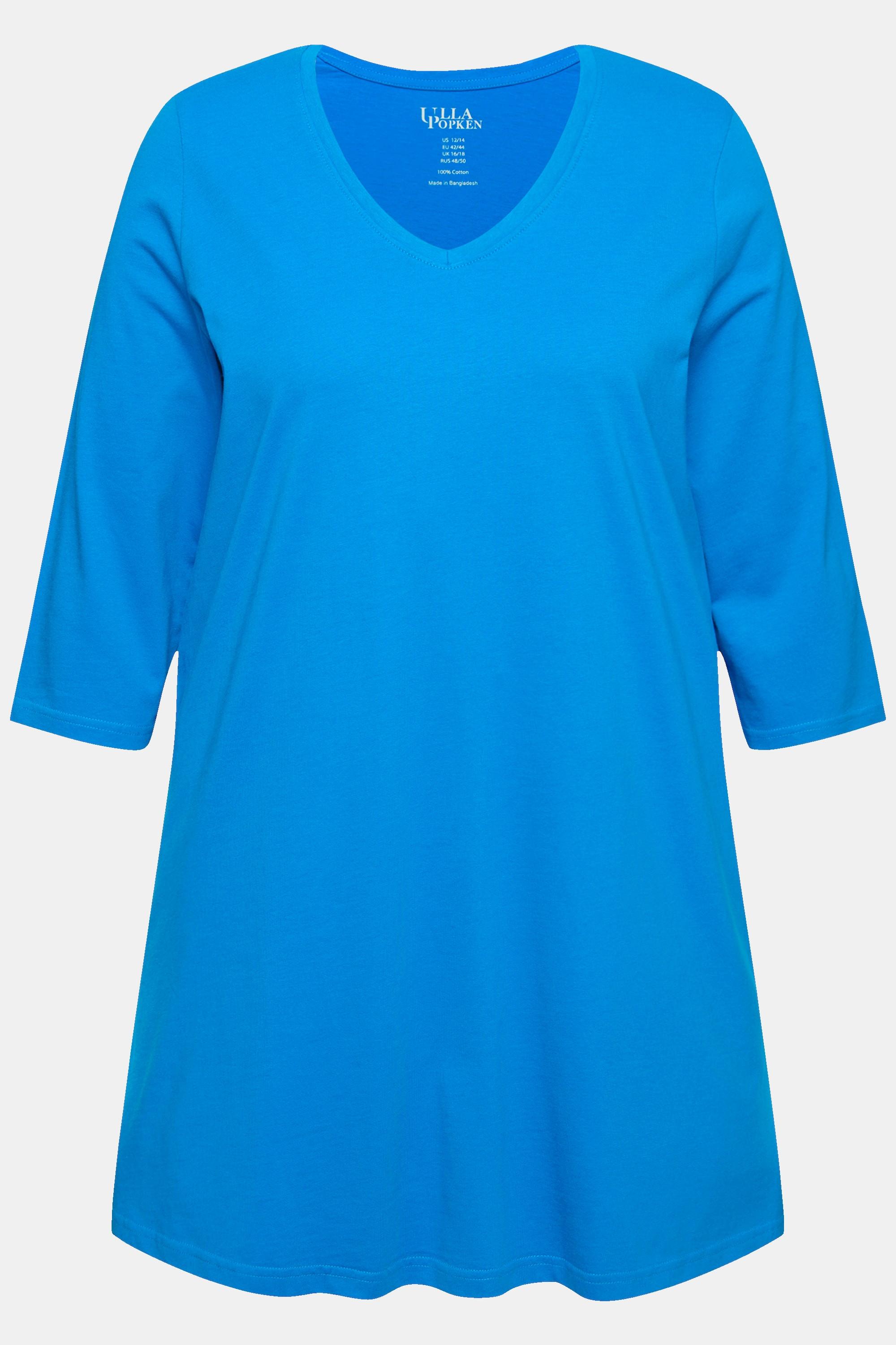 Ulla Popken  Longshirt, A-Linie, V-Ausschnitt, 3/4-Arm 