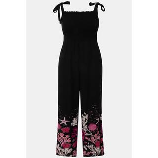 Ulla Popken  Jumpsuit, gesmokte Büste, Korallen, Taschen, ärmellos 