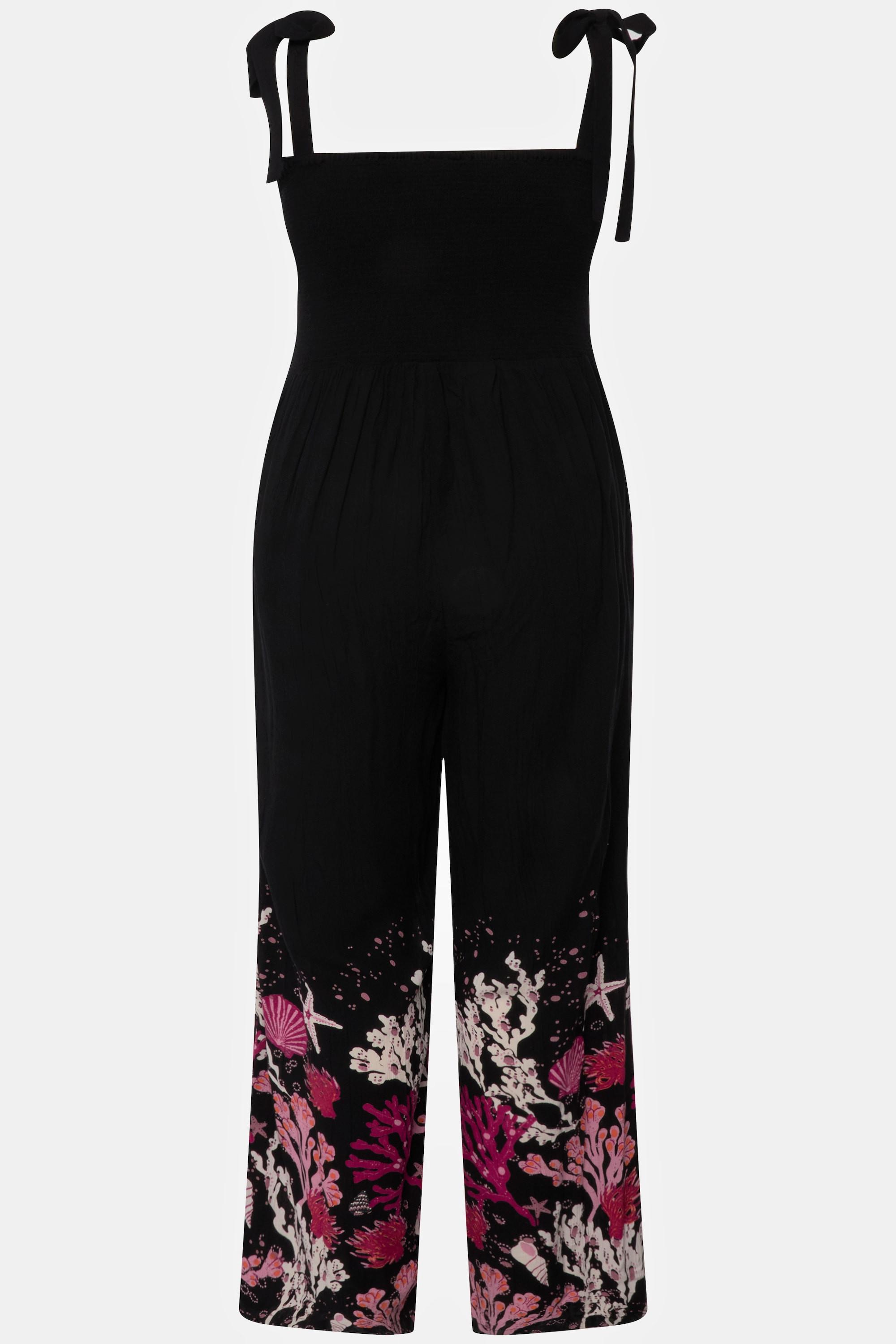 Ulla Popken  Jumpsuit, gesmokte Büste, Korallen, Taschen, ärmellos 