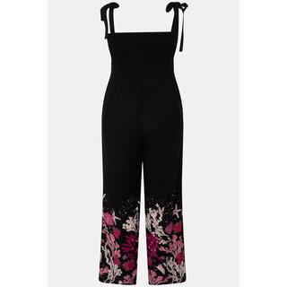 Ulla Popken  Jumpsuit, gesmokte Büste, Korallen, Taschen, ärmellos 