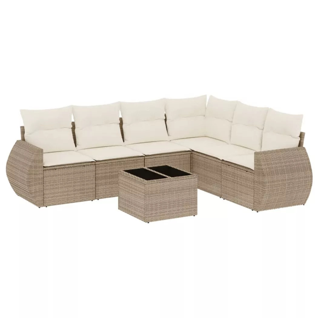 VidaXL - set divano da giardino Polirattan, One Size, Beige