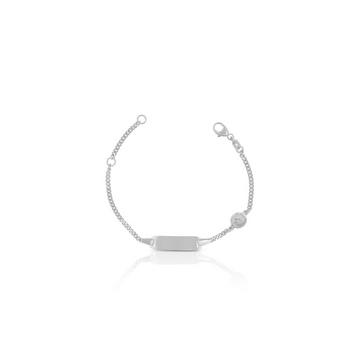 Bébé Bracelet réservoir or blanc 750, 14cm plaque à  graver 2cm ange 6mm