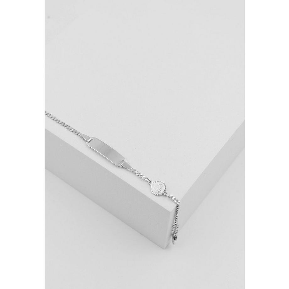 MUAU Schmuck  Bébé Bracelet Panzer Weissgold 750, 14cm Gravurplatte 2cm Engeli 6mm 