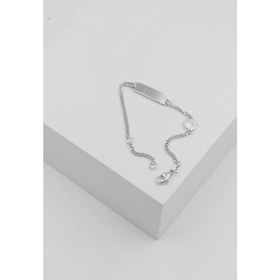 MUAU Schmuck  Bébé Bracelet Panzer Weissgold 750, 14cm Gravurplatte 2cm Engeli 6mm 