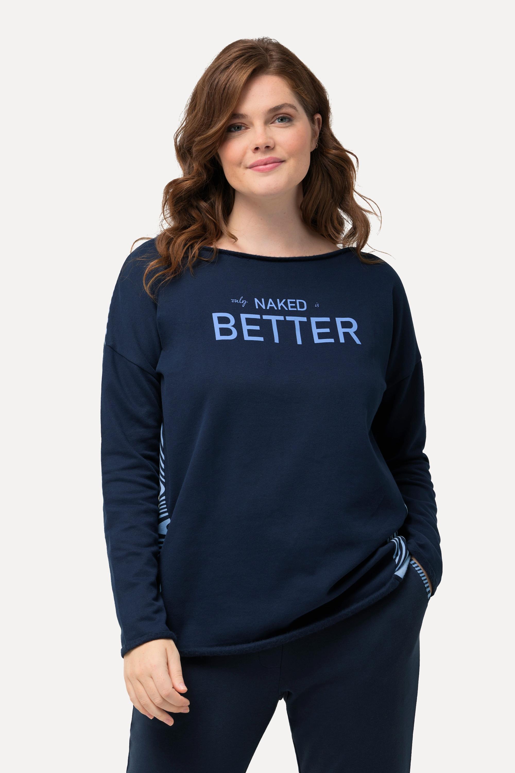 Ulla Popken Sweat-shirt d'intérieur Oversized Col Bateau Manches Longues  