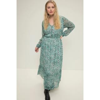 Studio Untold  Maxikleid, A-Line, Paisley Print, V-Ausschnitt, elastische Taille, Langarm 