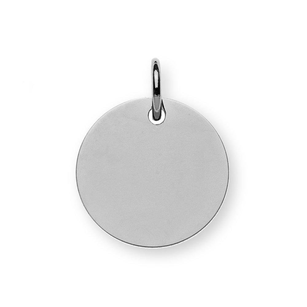 Image of Anhänger Gravurplatte Weissgold 750 Rund 14mm Damen Silber ONE SIZE