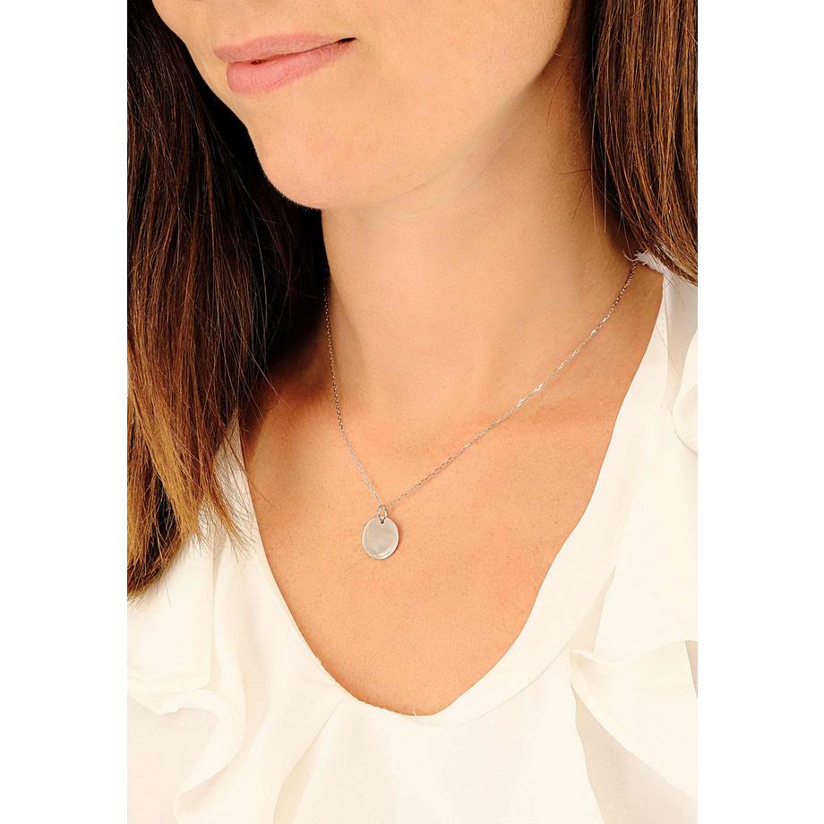 MUAU Schmuck  Anhänger Gravurplatte Weissgold 750 rund 14mm 