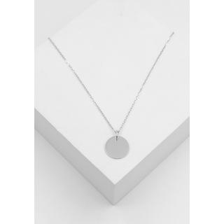 MUAU Schmuck  Pendentif plaque à  graver or blanc 750 rond 14mm 