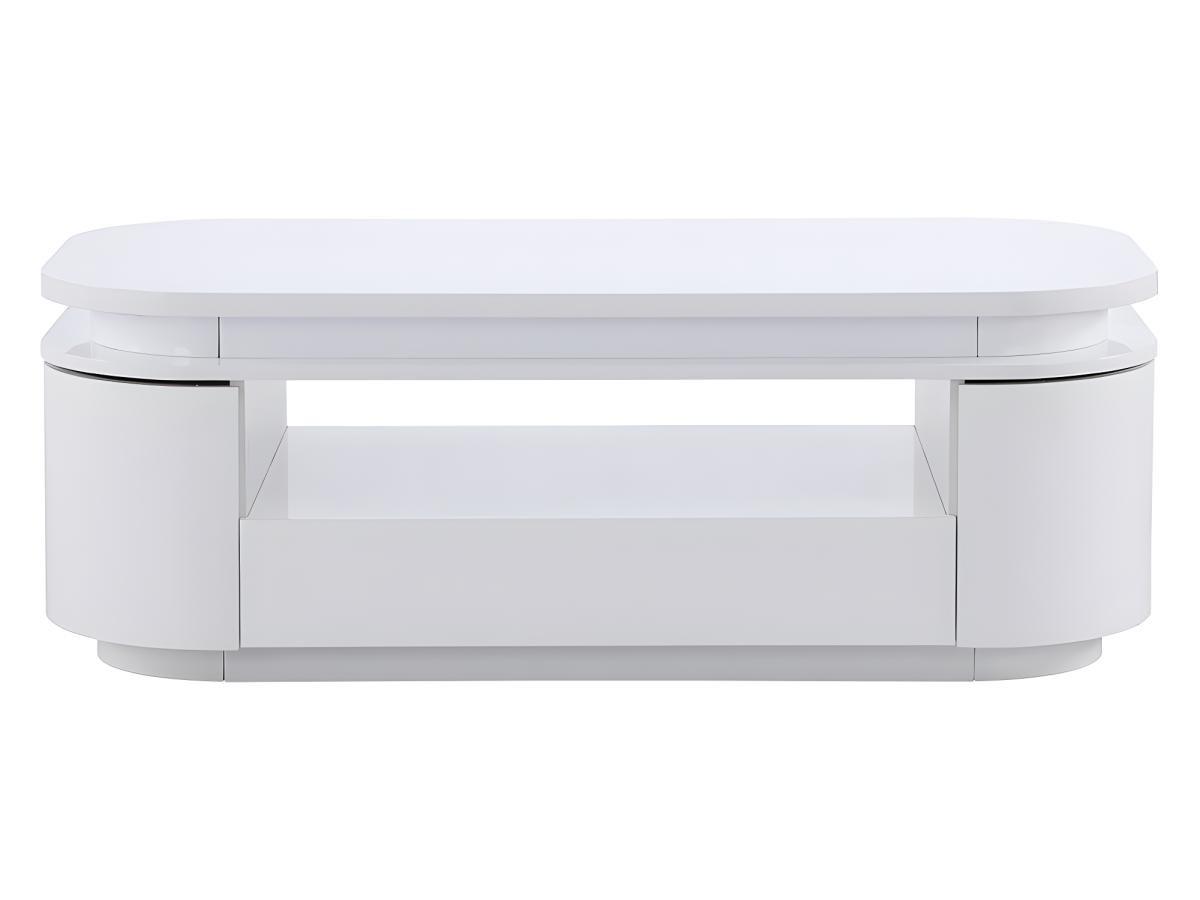 Vente-unique Table basse 4 portes 1 tiroir avec LEDs MDF laqué VANDANA  