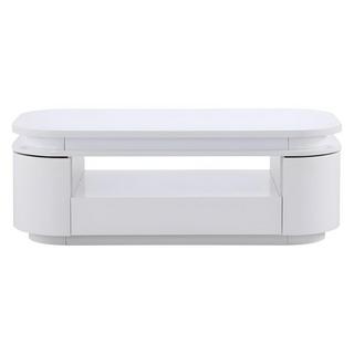 Vente-unique Tavolino 4 ante e 1 cassetto con LED MDF Bianco laccato VANDANA  