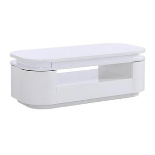 Vente-unique Tavolino 4 ante e 1 cassetto con LED MDF Bianco laccato VANDANA  