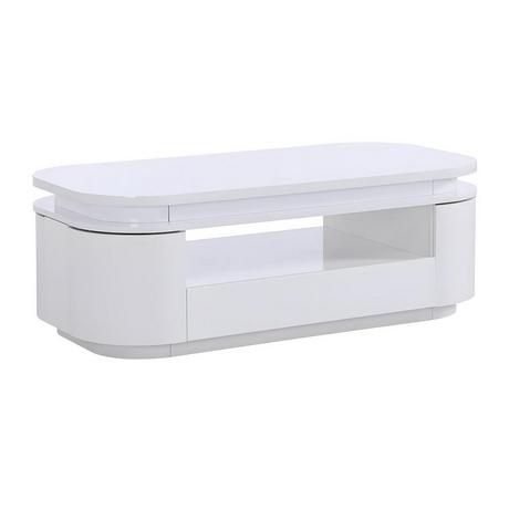 Vente-unique Tavolino 4 ante e 1 cassetto con LED MDF Bianco laccato VANDANA  