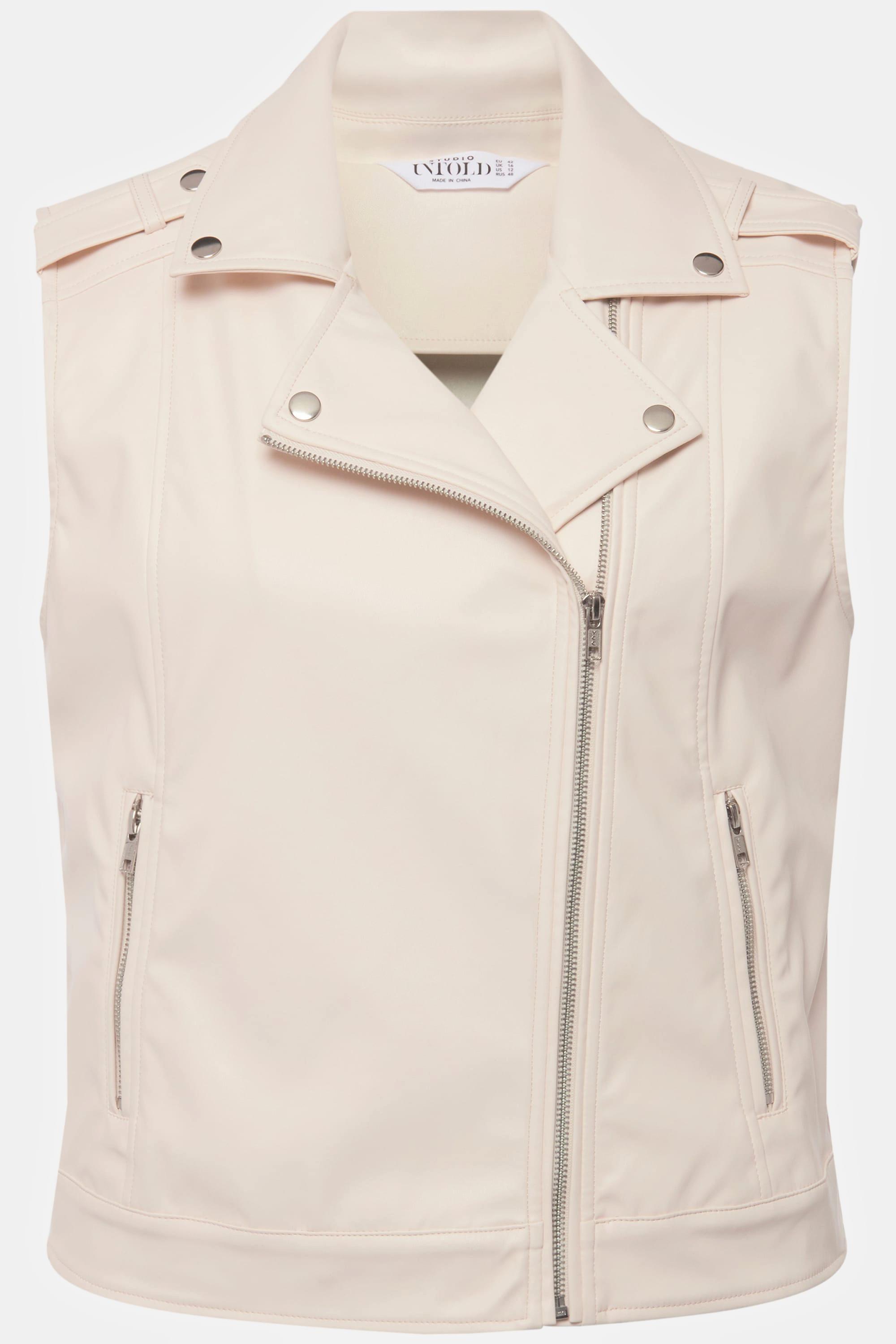 Studio Untold Biker Weste Loose Fit Revers Zipper Lederoptik  