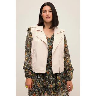 Studio Untold Biker Weste Loose Fit Revers Zipper Lederoptik  