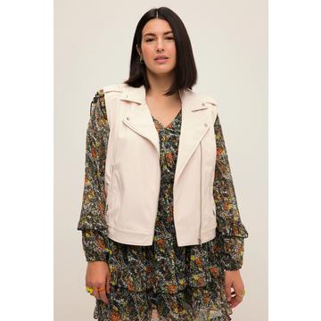 Gilet de motard, coupe Loose Fit, col à revers, zip, similicuir