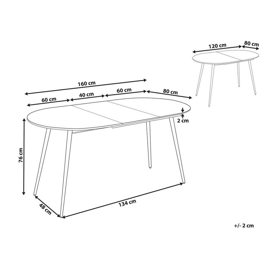 Beliani Table de salle à manger extensible en MDF Moderne STAVERTON  