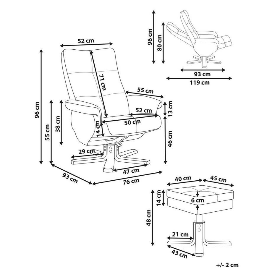 Beliani Fauteuil inclinable en Bouclé Traditionnel EPSE  