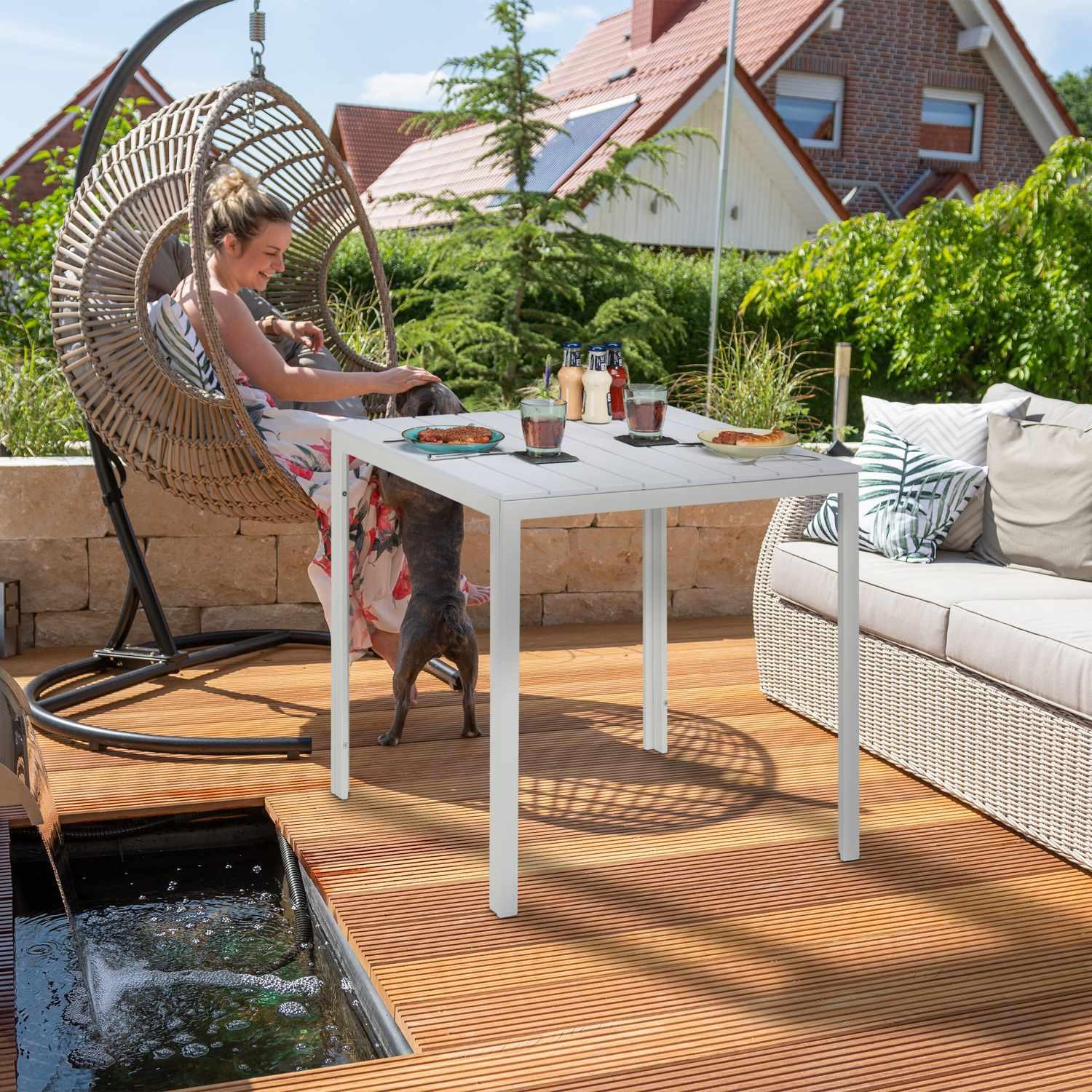 B2X Table de jardin ronde aspect rotin  