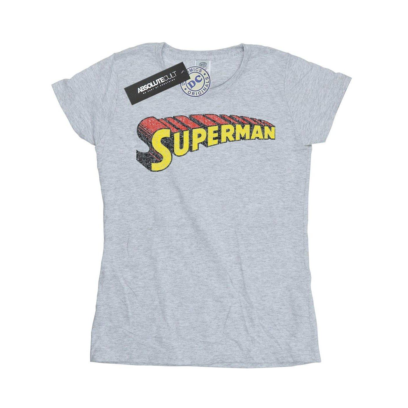 Image of Superman Telescopic Crackle Logo Tshirt Damen Grau XXL