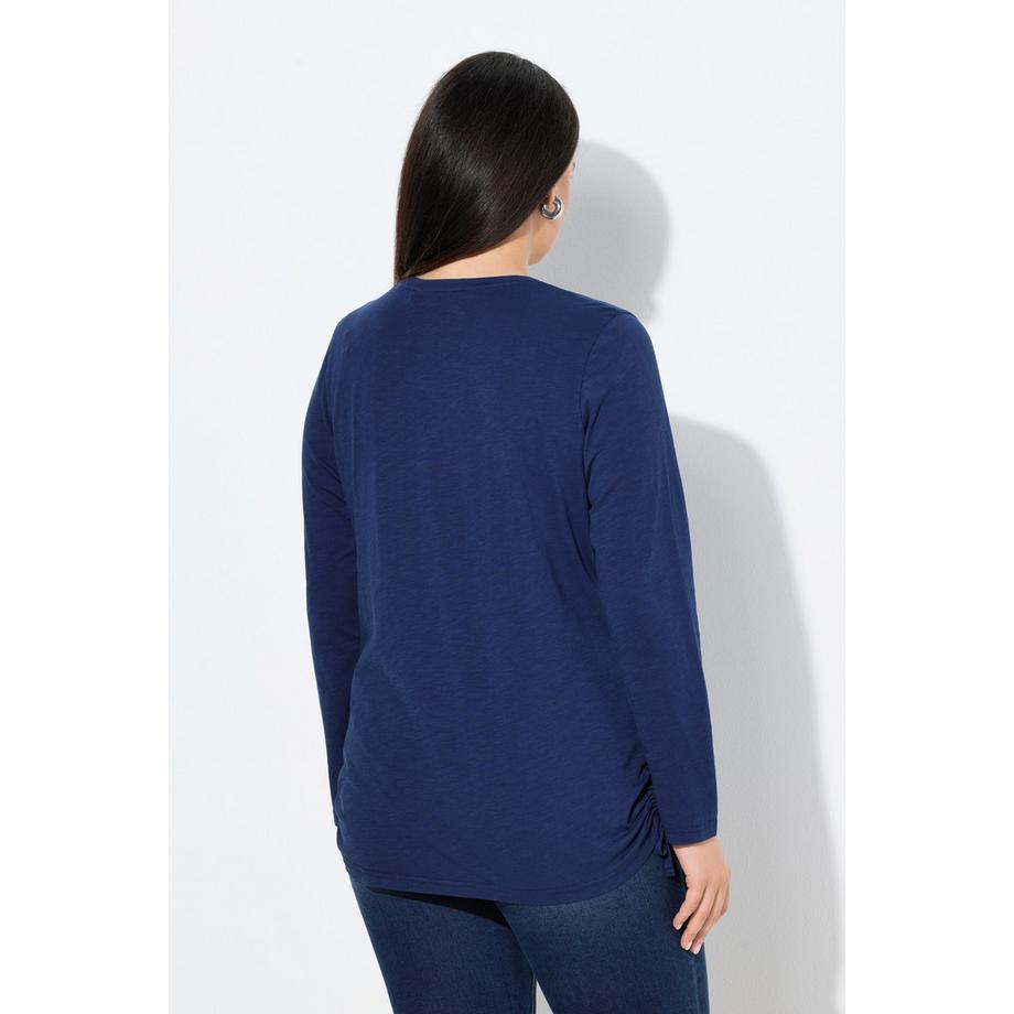 Ulla Popken Mandala Grafik Langarm Rundhals Shirt mit Raffbändern  