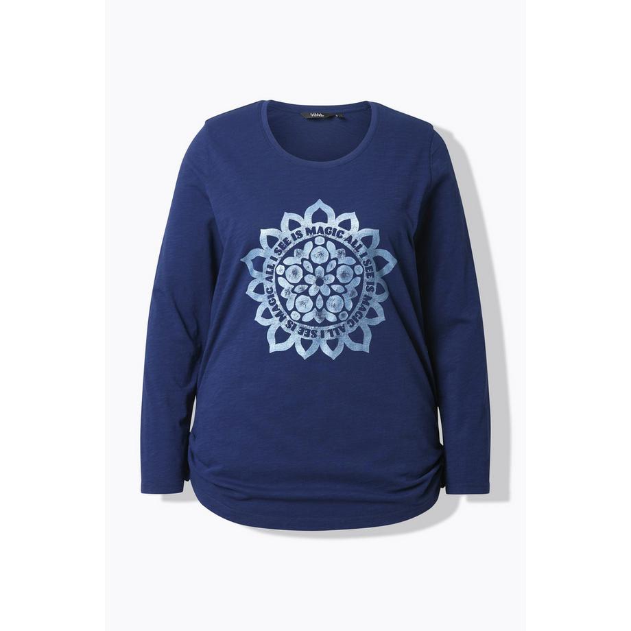 Ulla Popken Mandala Grafik Langarm Rundhals Shirt mit Raffbändern  