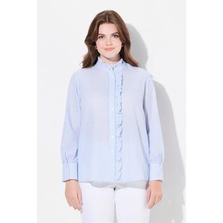 Ulla Popken Camicetta Increspata Collo alla Coreana Abbottonatura con Ruche Maniche Lunghe  