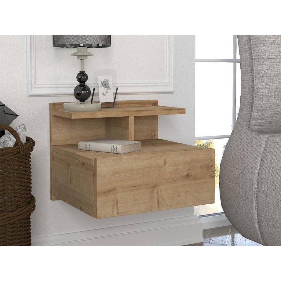 Vente-unique Nachttisch hängend - 1 Schublade - Holzfarben - AZELNO  