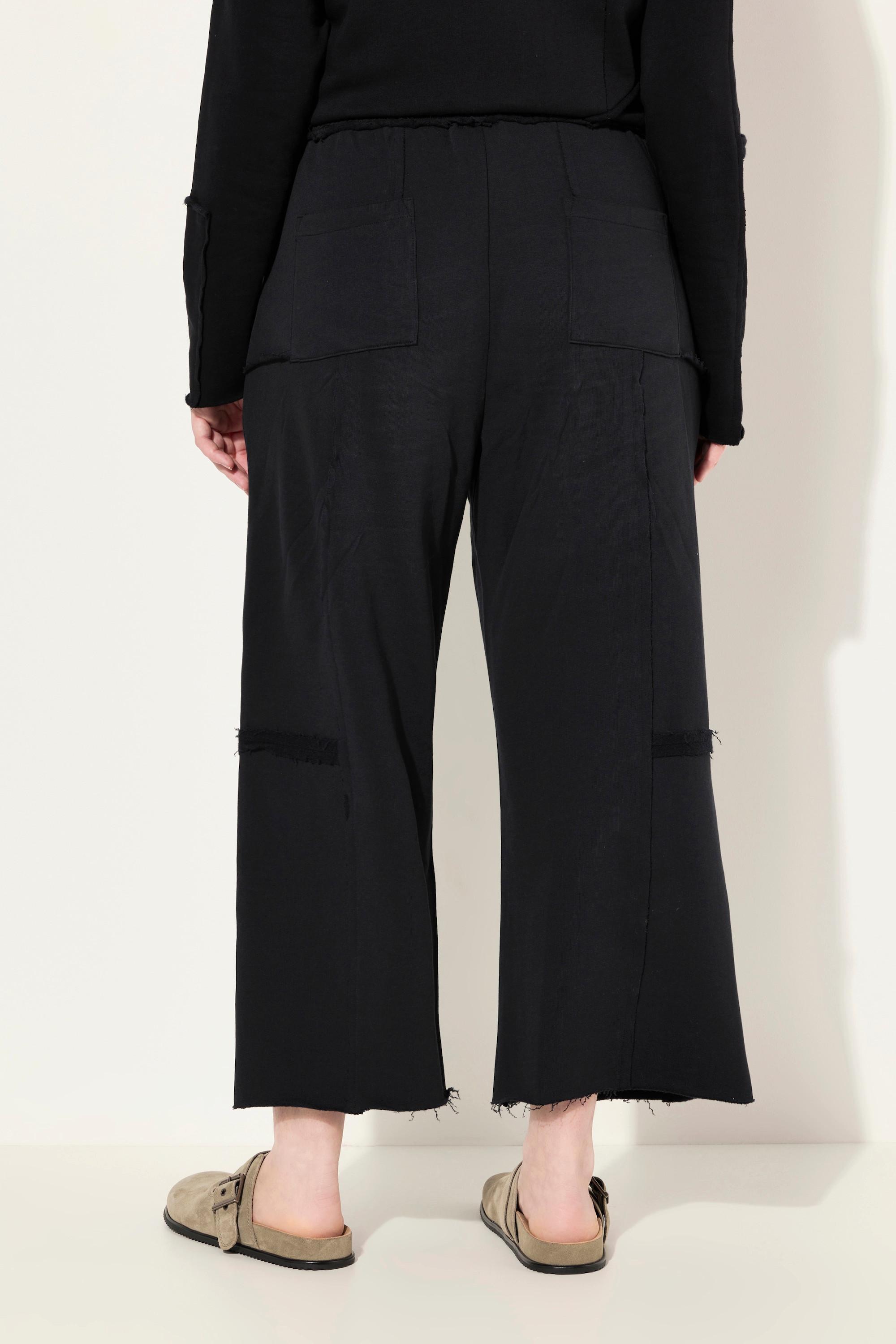 Ulla Popken  Jupe-culotte en molleton de coton bio, coutures fantaisie et taille élastique 