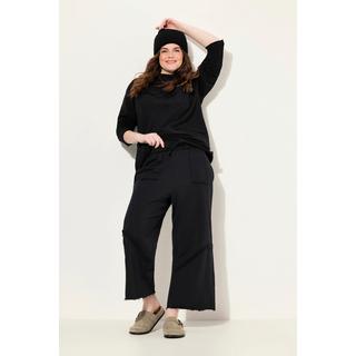 Ulla Popken  Jupe-culotte en molleton de coton bio, coutures fantaisie et taille élastique 