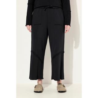 Ulla Popken  Jupe-culotte en molleton de coton bio, coutures fantaisie et taille élastique 