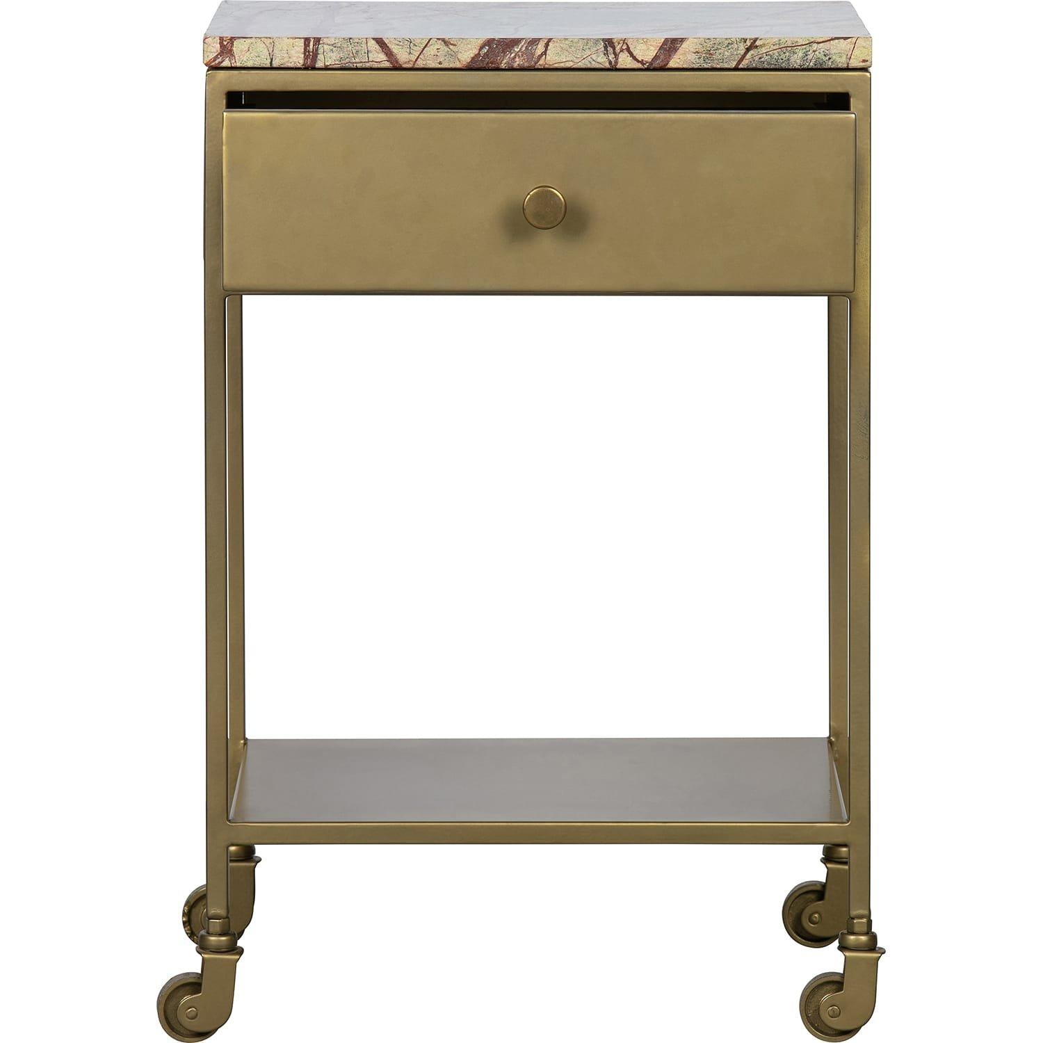 mutoni Table de chevet Clinic Marble laiton antique  