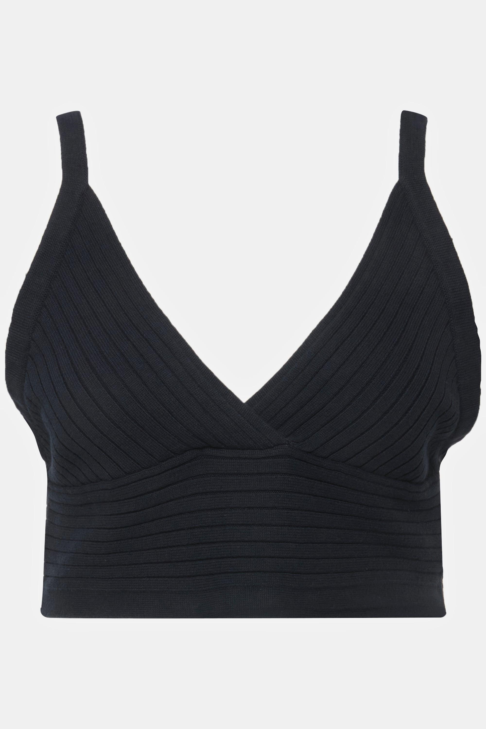 Ulla Popken  Bralette, maille côtelée, col V, coton bio 