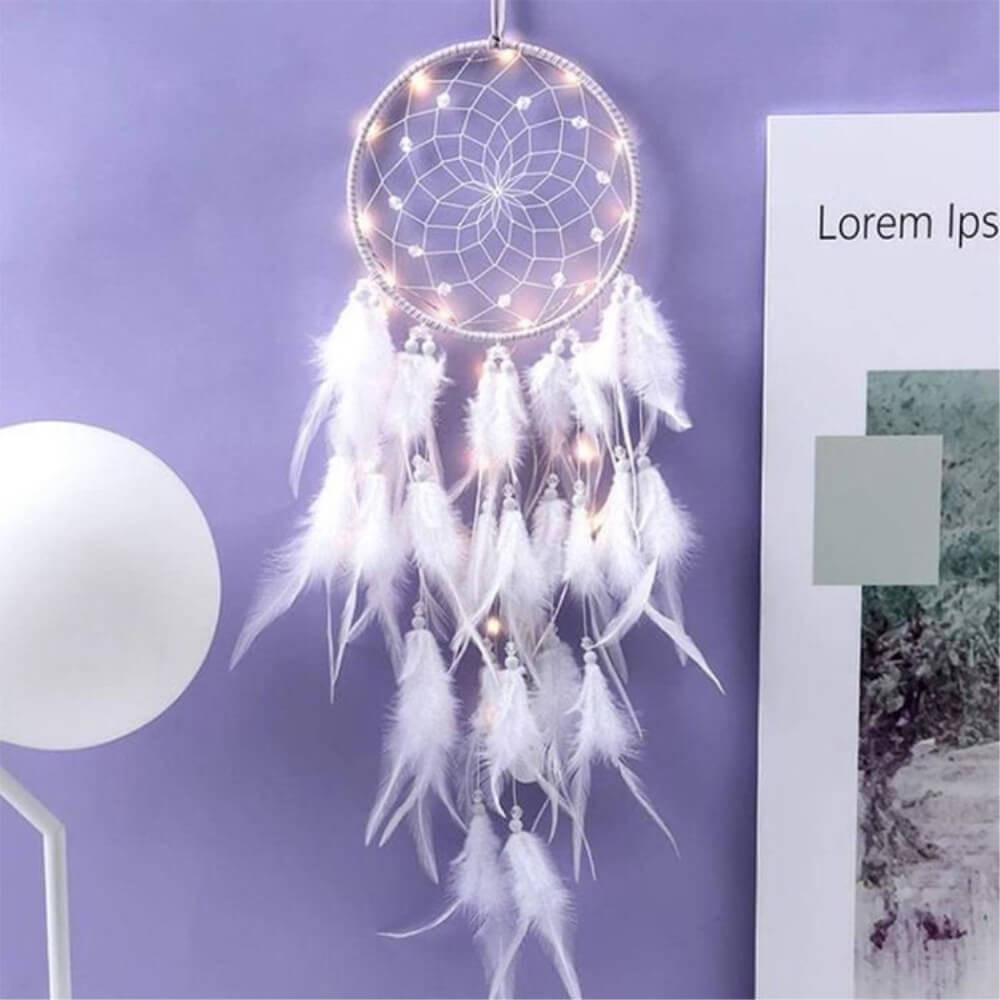 Cover-Discount  Acchiappasogni Dream Catcher con LED bianco 