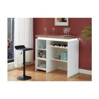 Vente-unique Mobile da bar a LED in MDF laccato bianco Bianco e Rovere HALO II  
