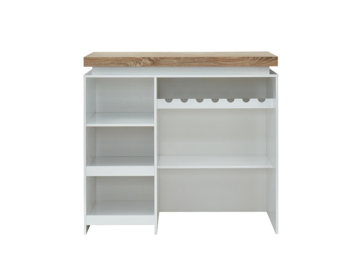 Vente-unique Mobile da bar a LED in MDF laccato bianco Bianco e Rovere HALO II  