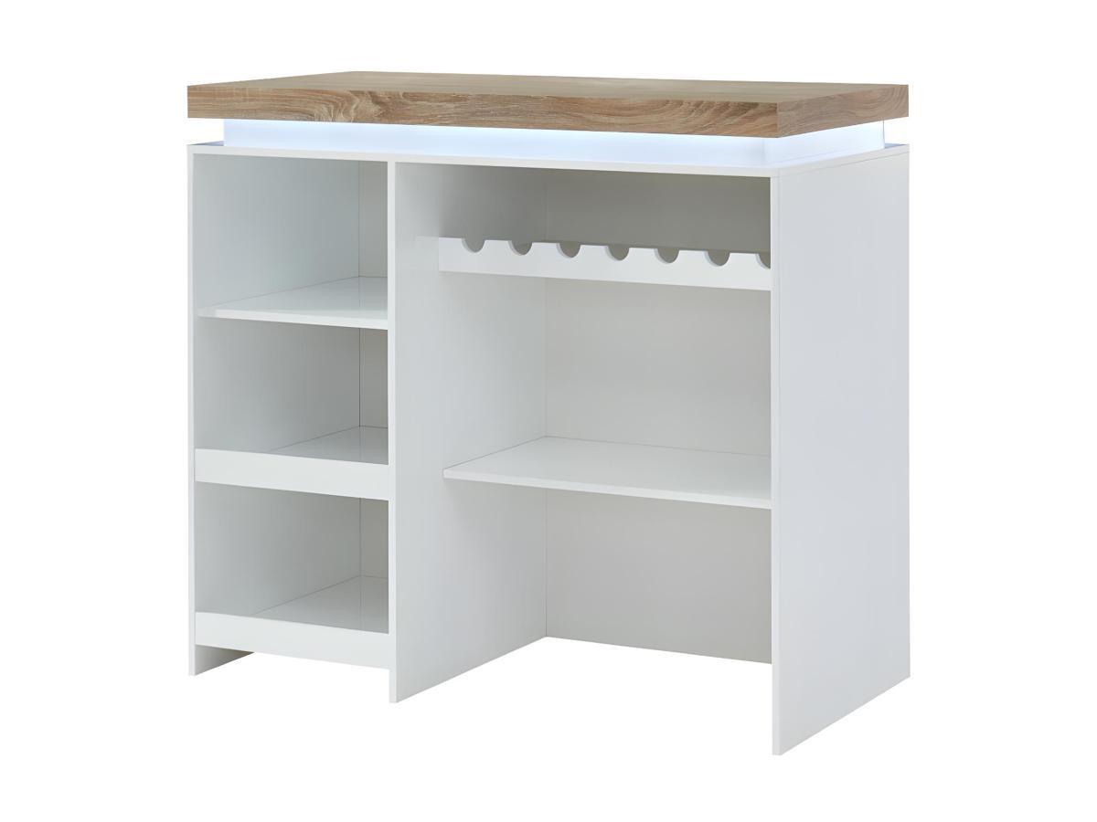 Vente-unique Mobile da bar a LED in MDF laccato bianco Bianco e Rovere HALO II  