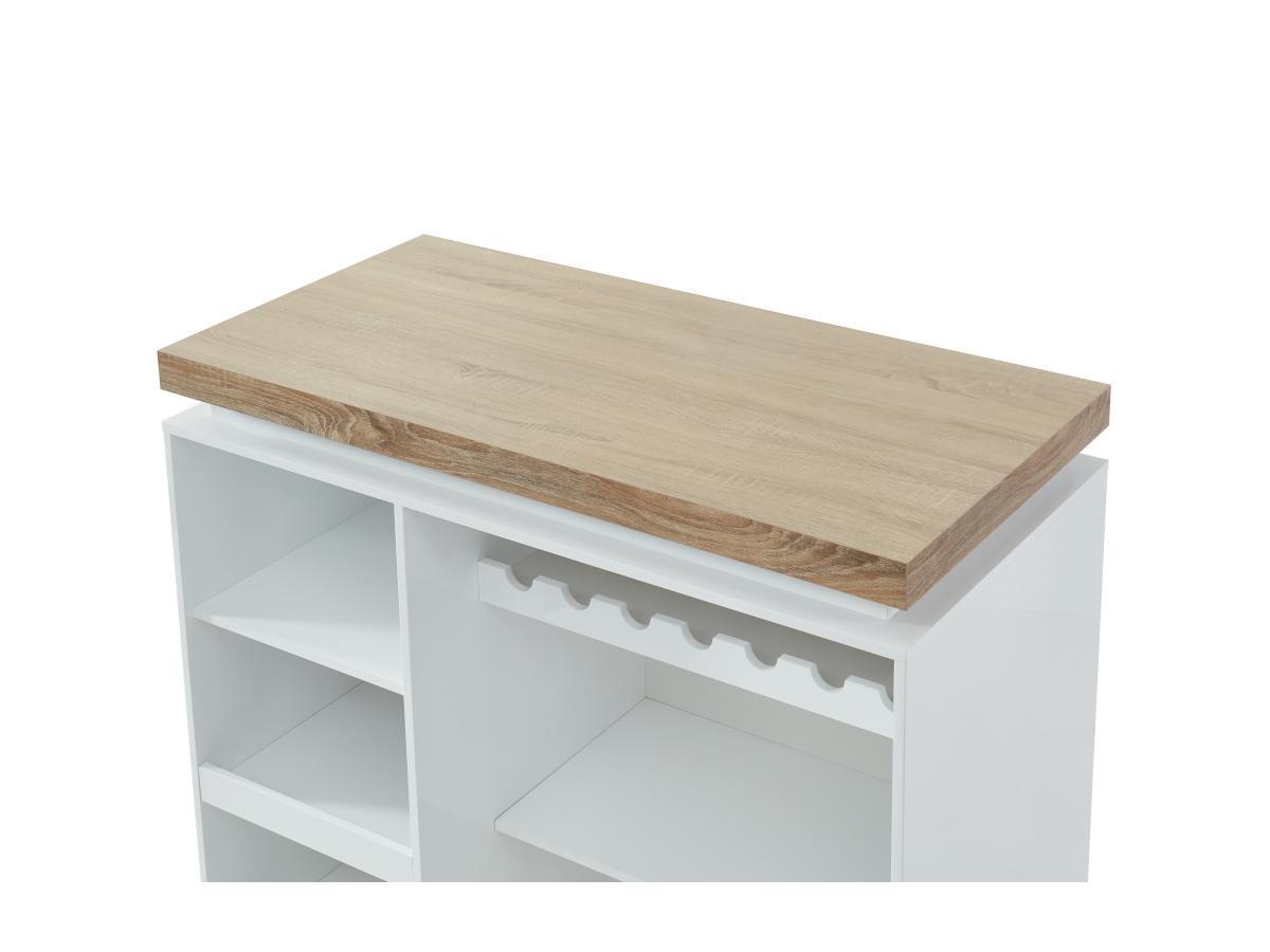 Vente-unique Mobile da bar a LED in MDF laccato bianco Bianco e Rovere HALO II  