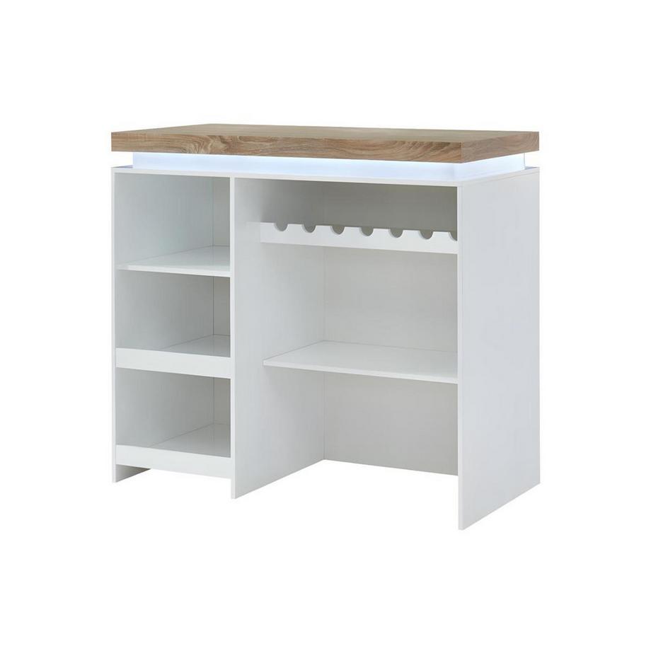 Meuble de bar HALO II MDF laquéLEDs Chêne