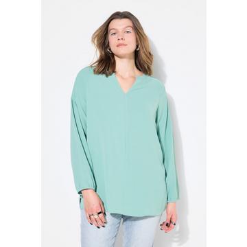 Tunique en crêpe, coupe évasée, manches 3/4 bouffantes