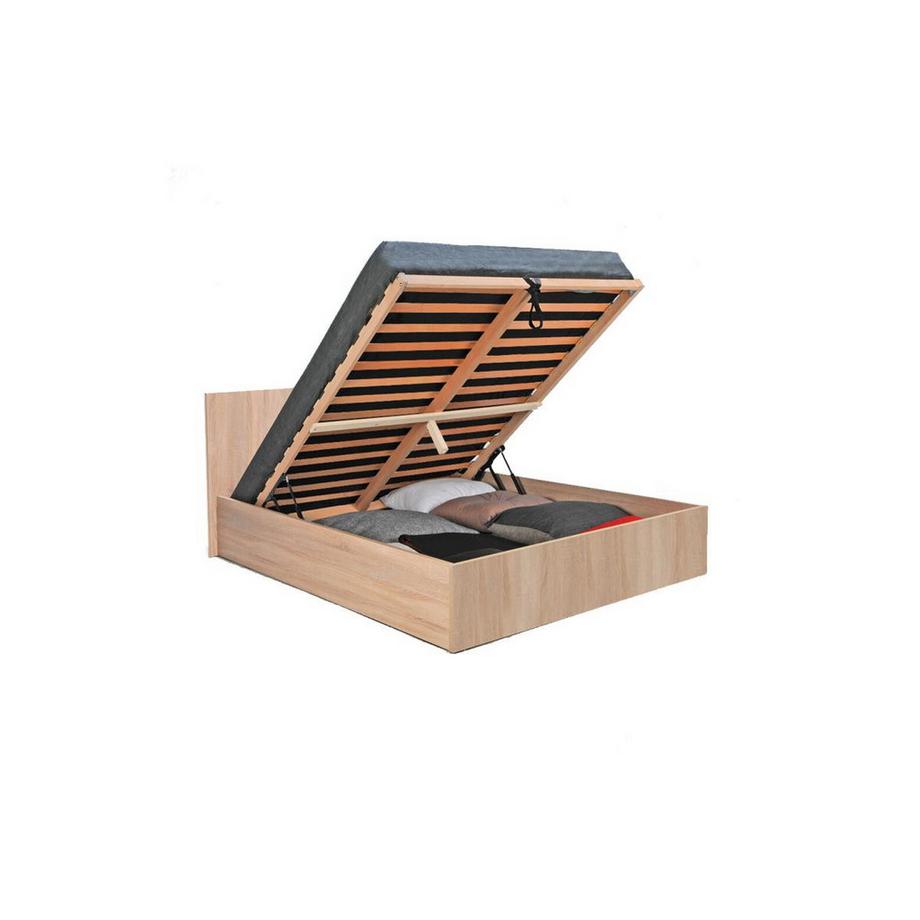 Vente-unique Letto matrimoniale alla francese contenitore in Quercia ELPHEGE  