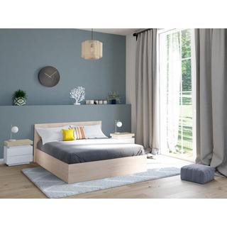 Vente-unique Bett mit Lattenrost Stauraum Eichefarben ELPHEGE  