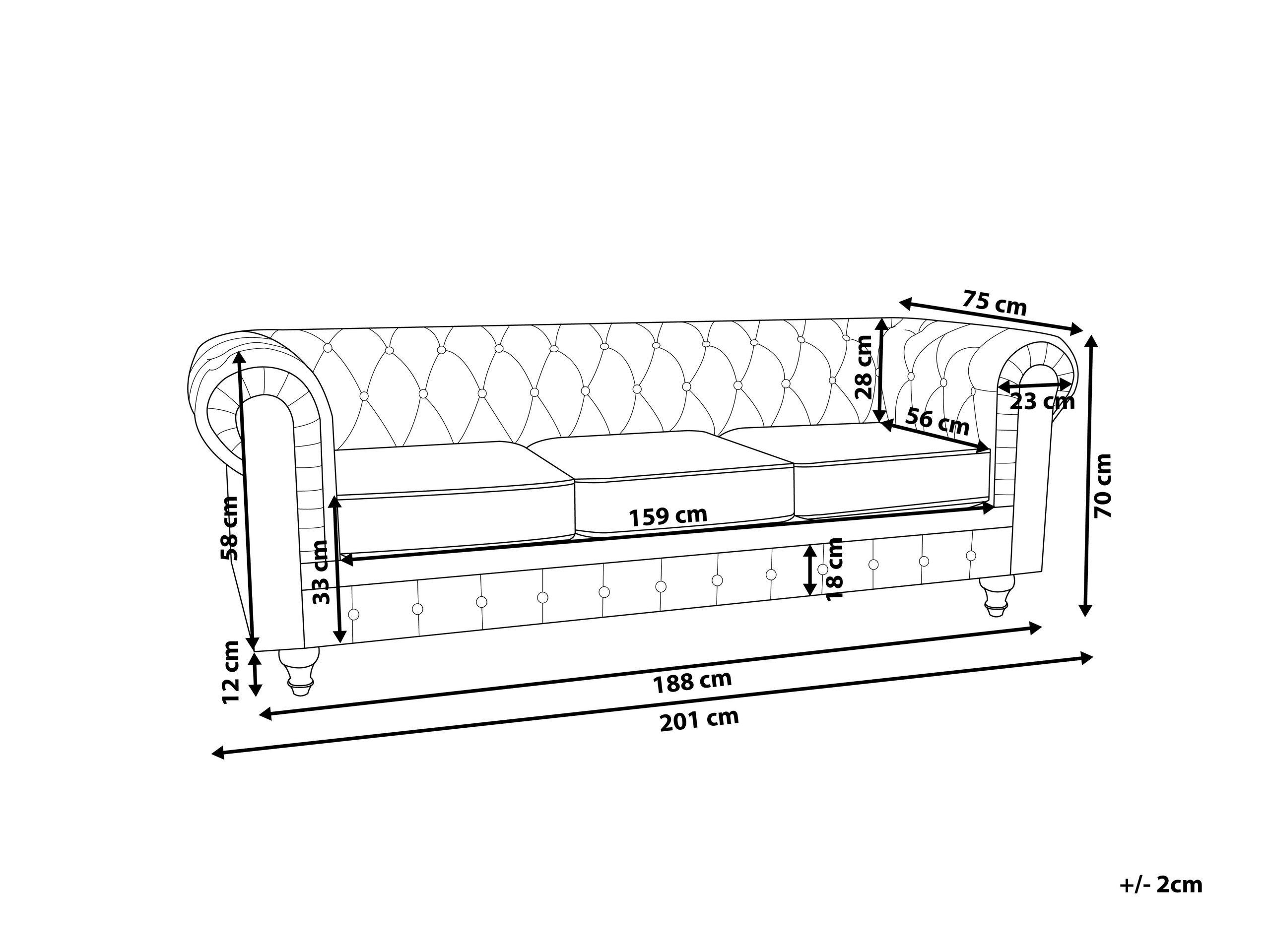 Beliani 3 Sitzer Sofa aus Samtstoff Glamourös CHESTERFIELD  