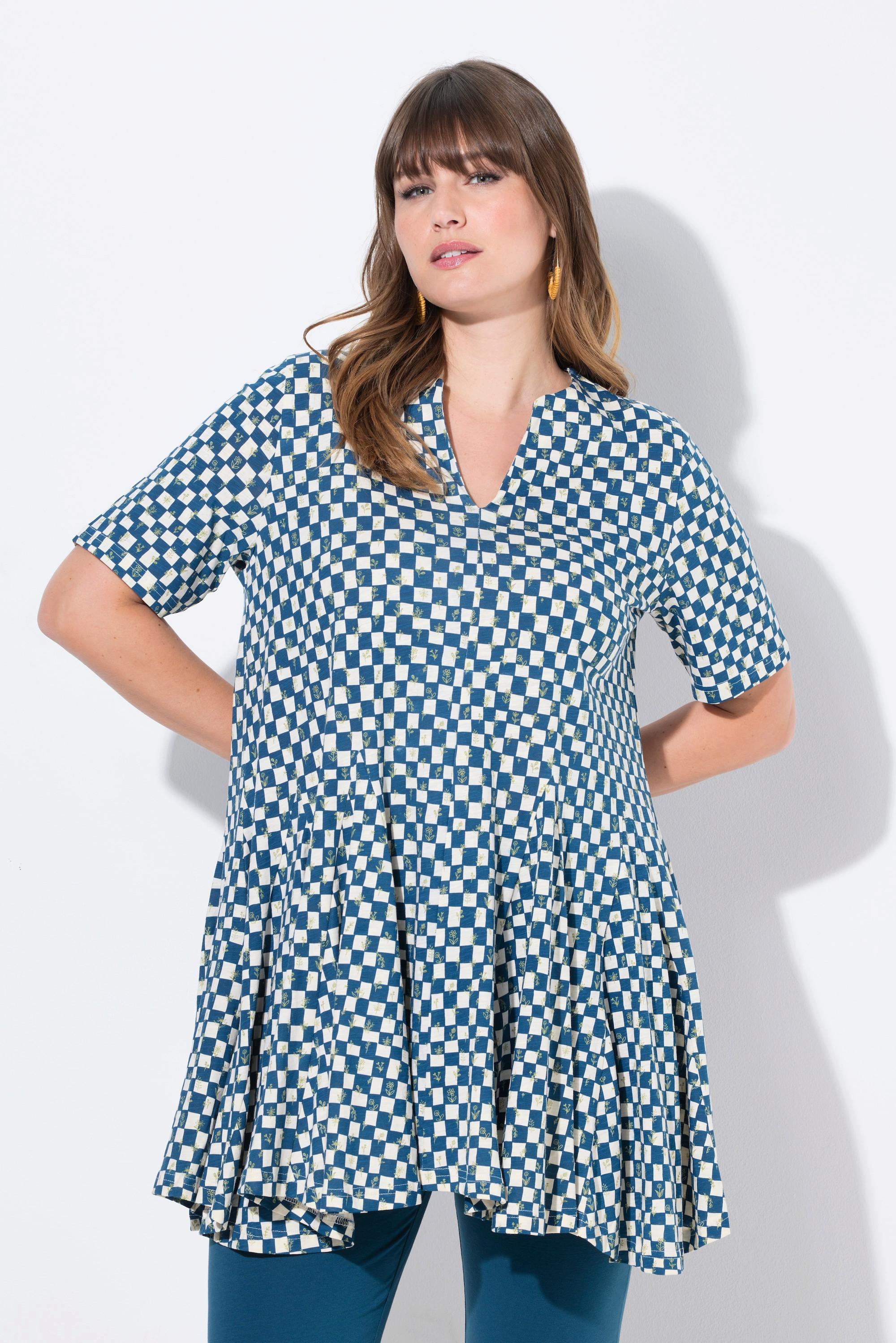 Ulla Popken T-Shirt Scollo Tunica Manica Corta Svasata  