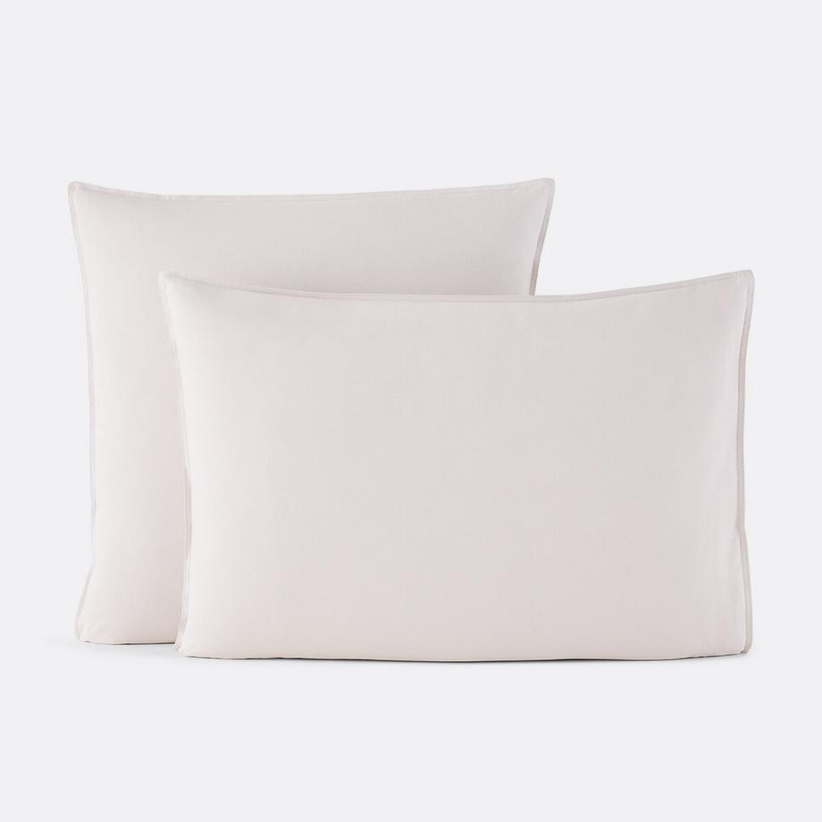 Taie d'oreiller unie en coton lavé