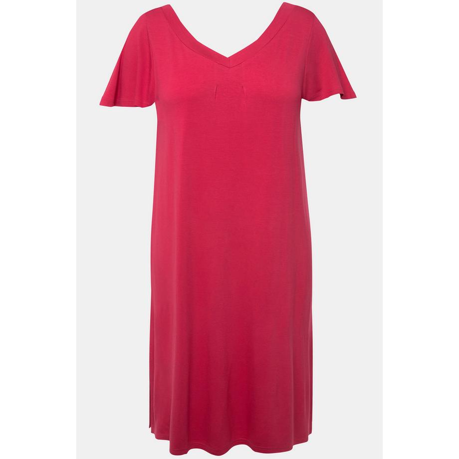 Ulla Popken Abito midi in jersey linea A scollo a V maniche ad aletta  