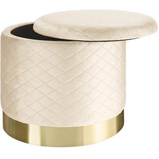 Tectake Pouf coffre de rangement aspect velours COCO matelassé  