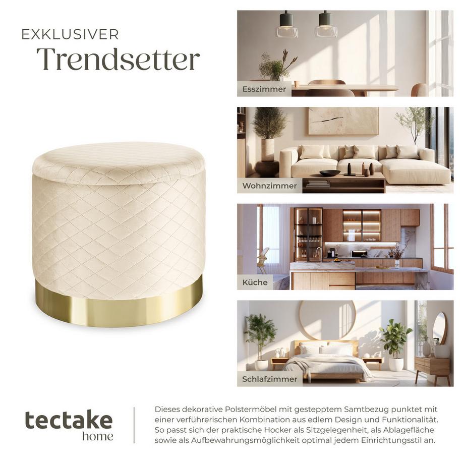 Tectake Tabouret avec espace de rangement COCO rond  