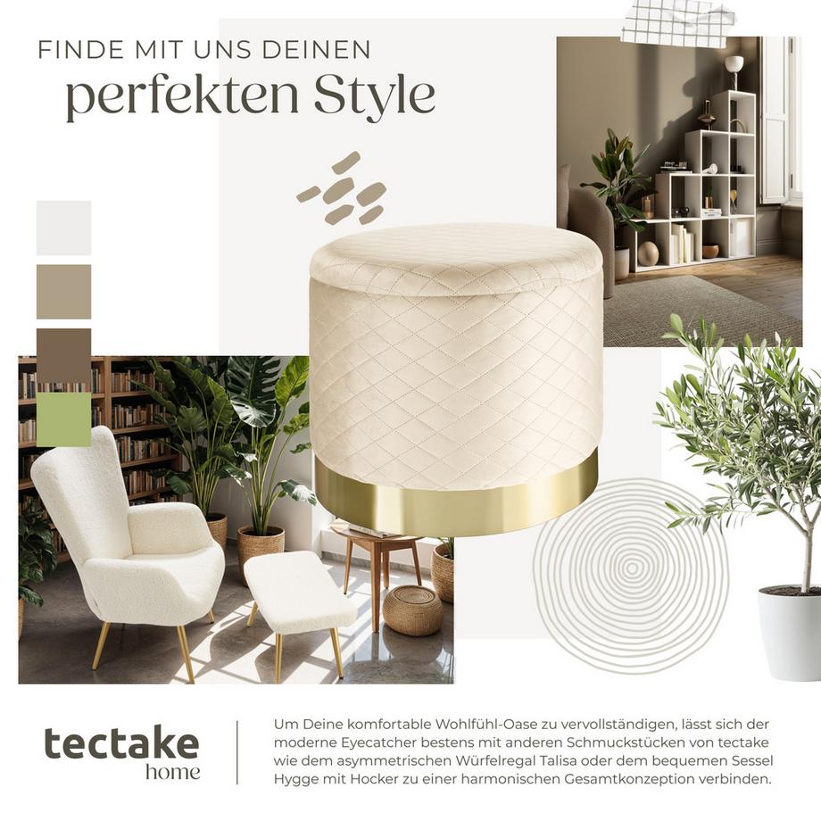 Tectake Tabouret avec espace de rangement COCO rond  